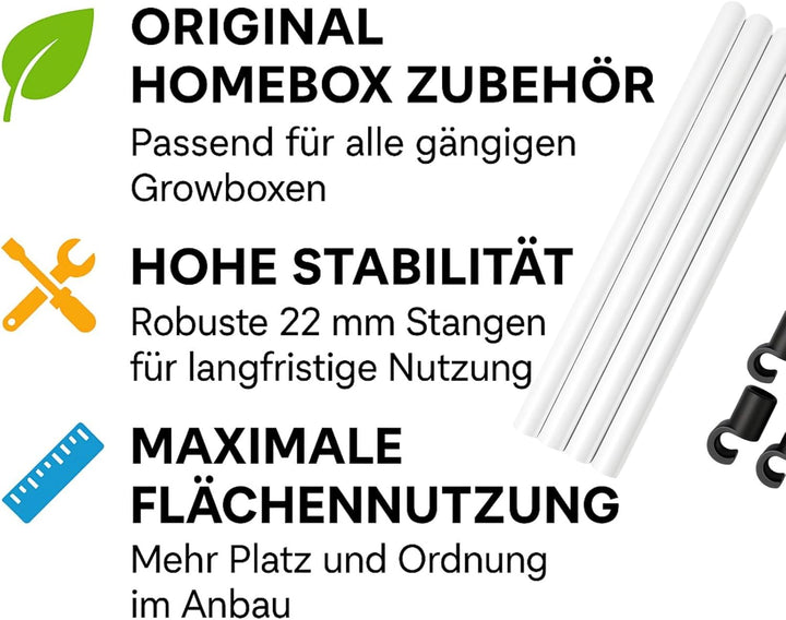 Weedness Homebox Spare Parts Stangen Set 100 - Zuchtzelt Growschrank Growzelt Zuchtbox Gewächszelt H