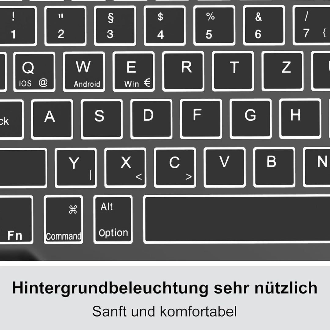 Deutsche Tastatur mit RGB-Beleuchtung für ab 12 Zoll Grossformatige Tablets, Kein Trackpad, QWERTZ,