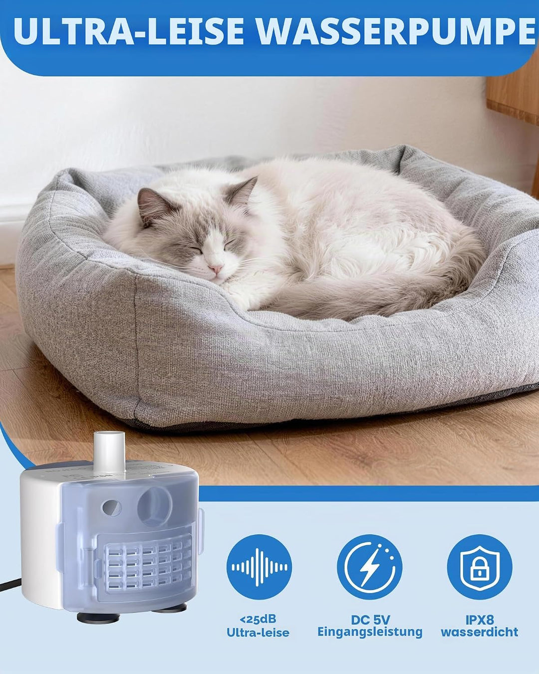 Ersatzpumpe für TOMXCUTE Katze Trinkbrunnen Super Leise, 5V, 1.5W, Pumpe