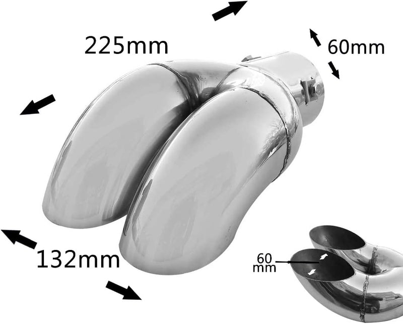 Doppel Auspuffblende Endrohr Auspuff Edelstahl Sport Rund Sportauspuff Universal Chrom Tuning Doppel