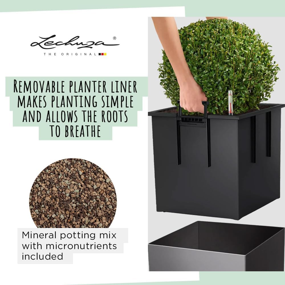 LECHUZA CUBE Premium 30 anthrazit metallic 16463 29.5x29.5x30 cm Anthrazit Metallic, 29.5x29.5x30 cm