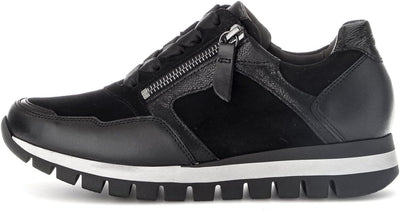 Gabor Damen Low-Top Sneaker, Frauen Halbschuhe,Wechselfussbett,Komfortweite (H) 40 EU Weit Schwarz 3