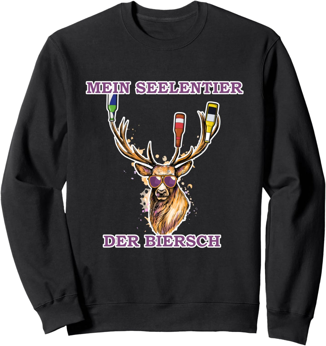 Lustiges Bier Seelentier Hirsch Biersch Motiv Sweatshirt