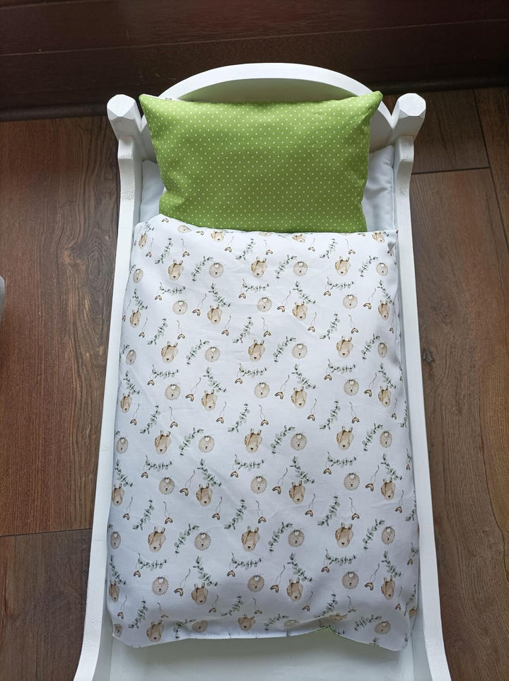 Puppen Wendebettwäsche Fabelwesen, Skandinavisches Design (Decke 40 h x 34 b, Kissen 17h x 22 b), De