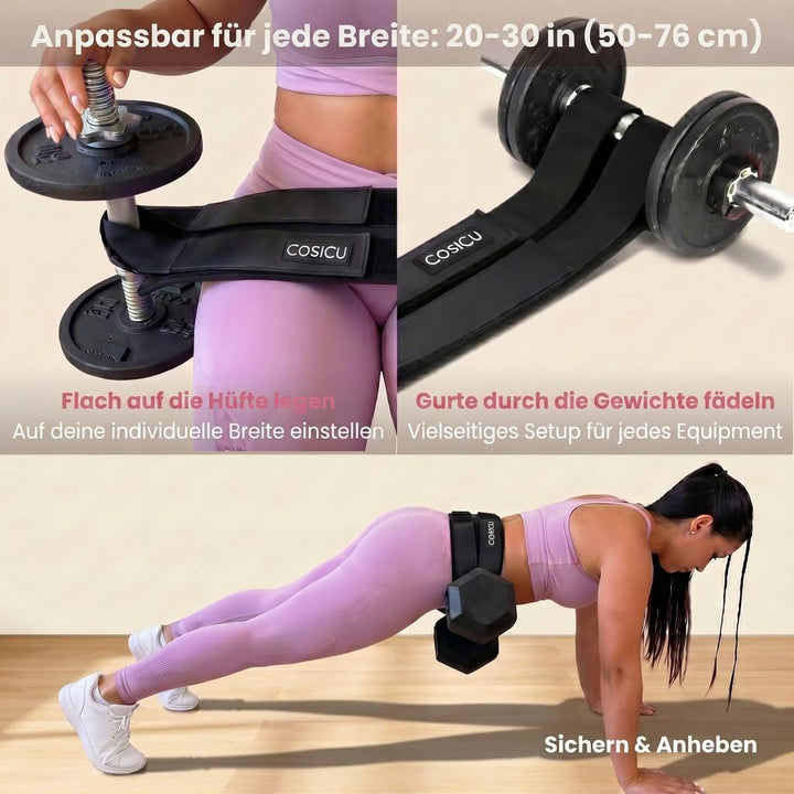 Hip Thrust Gürtel mit 13mm Premium-Polsterung für Hanteln &amp; Glute Training | Belastbar bis zu 180 kg