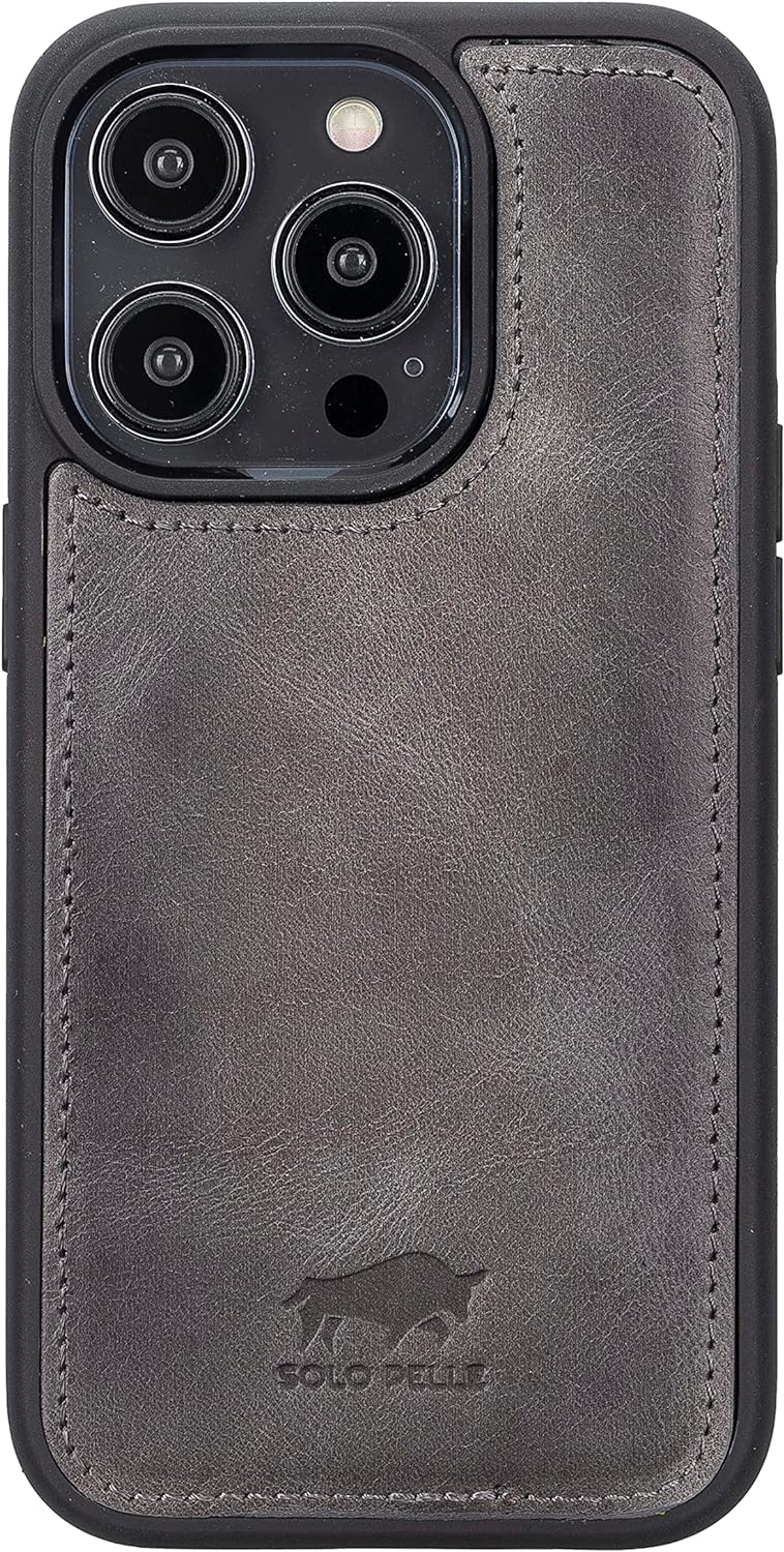 Solo Pelle Lederhülle kompatibel für iPhone 15 Pro in 6.1 Zoll abnehmbare Hülle (2in1) inkl. Kartenf