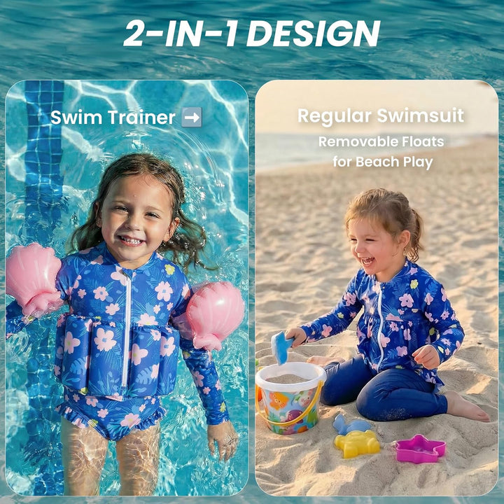 Badeanzug Baby Mädchen mit Floatation Kleinkind Schwimmtraining Hilfe Schwimmende Badeanzug Langarm