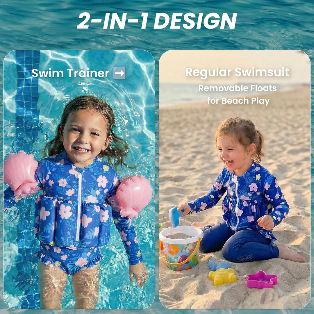 Badeanzug Baby Mädchen mit Floatation Kleinkind Schwimmtraining Hilfe Schwimmende Badeanzug Langarm