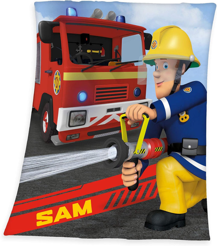 Herding FEUERWEHRMANN SAM Bettwäsche-Set, Wendemotiv, Kopfkissenbezug 40 x 60 cm, Bettbezug 100 x 13