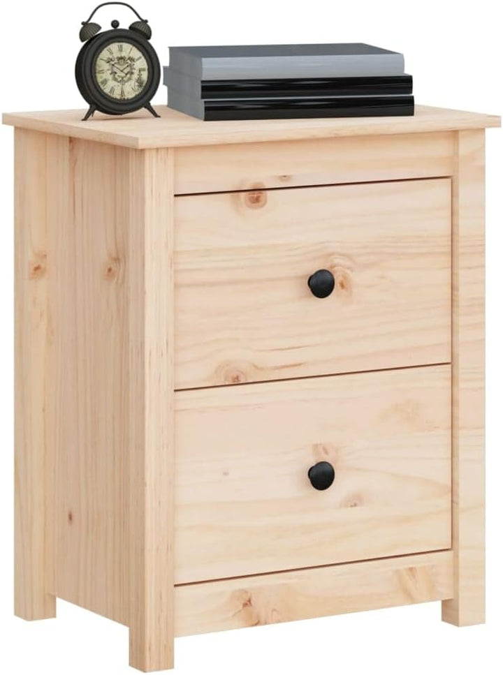 Bedside Table Nachtkonsole Beistelltisch mit Stauraum Night Stand Nachttisch 50x35x61,5 cm Massivhol