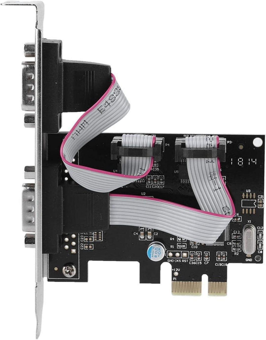 ASHATA 2 Port Serielle RS232 PCI-E Schnittstellenkarte,PCI-E zu Dual RS-232 Serial Port Adapter Konv
