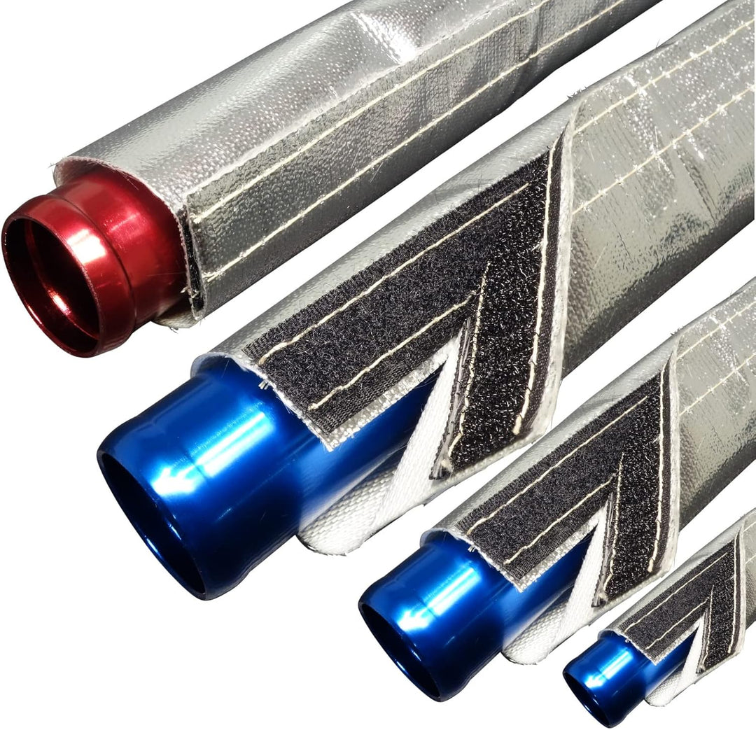 1m Alu-Titan Klett Hitzeschutzschlauch ID-Ø 25mm Klettverschluss | VIELE LÄNGEN &amp; GRÖSSEN 10-210mm |