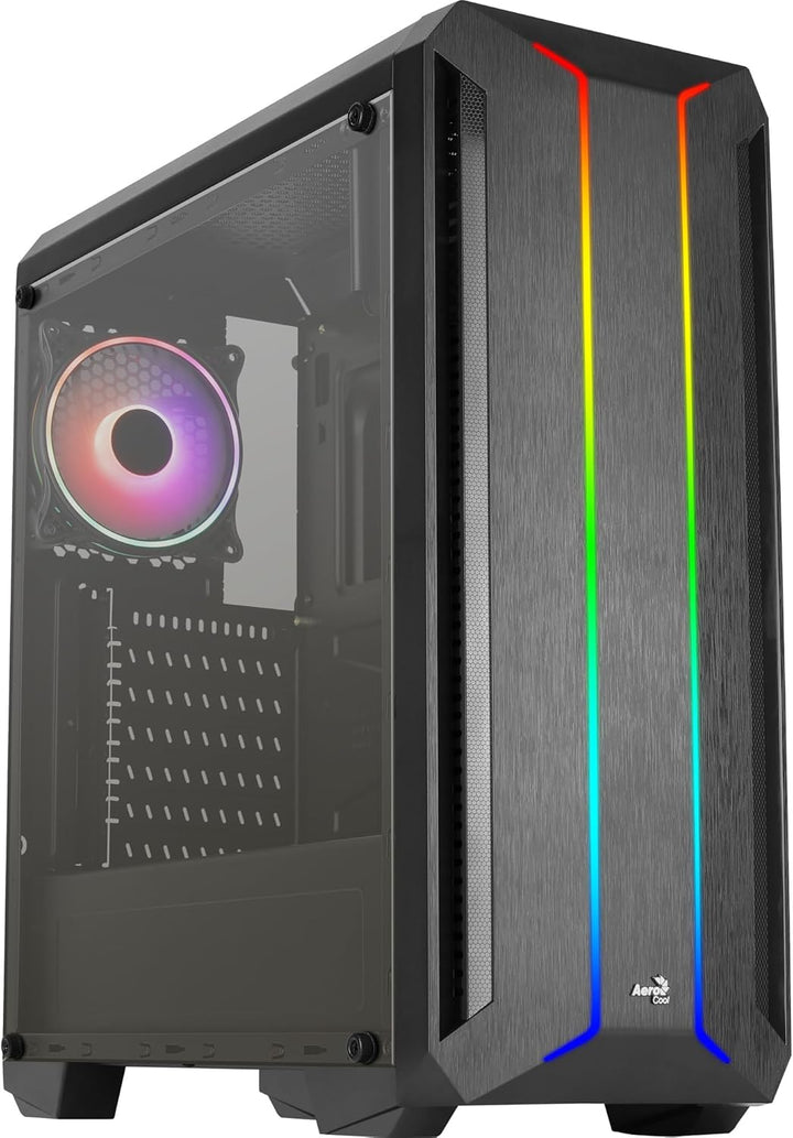 Aerocool SKYLINEV2BK, PC ATX Gehäuse, Dual Front Panel LED ARGB, ARGB 12cm Lüfter, Schwarz Schwarz S