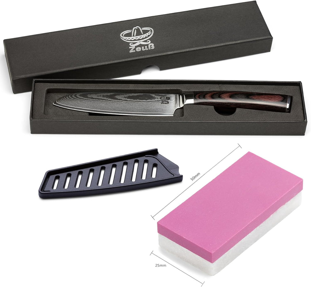 Damastmesser Santoku Messer L (24 cm) Profi-Kochmesser aus echtem 67 Lagen Damaststahl I Damast-Küch