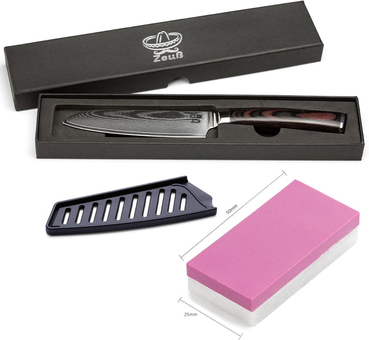 Damastmesser Santoku Messer L (24 cm) Profi-Kochmesser aus echtem 67 Lagen Damaststahl I Damast-Küch