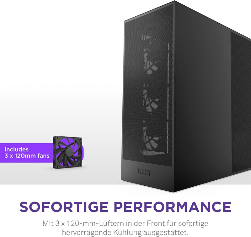 NZXT H7 Flow | Mid-Tower-ATX-Airflow-Gehäuse | Bis zu 3 x 120-mm-Lüfter im Boden zur direkten GPU-Kü