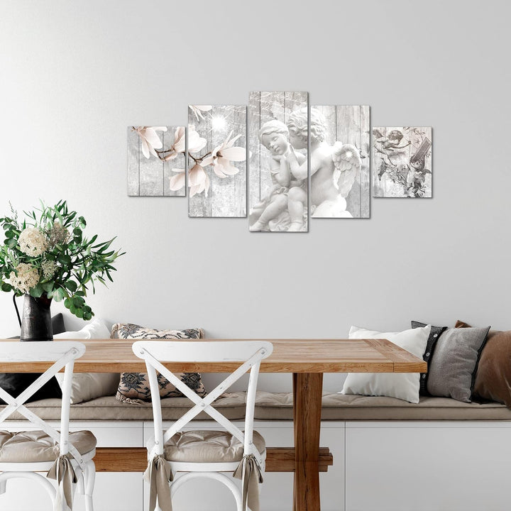 Runa Art Wandbilder Engel Blumen 5 Teilig Bild auf Vlies Leinwand Deko Wohnzimmer Essen Rot 005952c