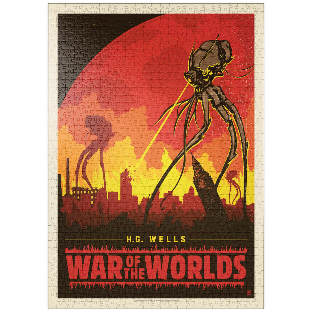Krieg der Welten: H.G. Wells, Vintage Poster - Premium 1000 Teile Puzzle - MyPuzzle Sonderkollektion