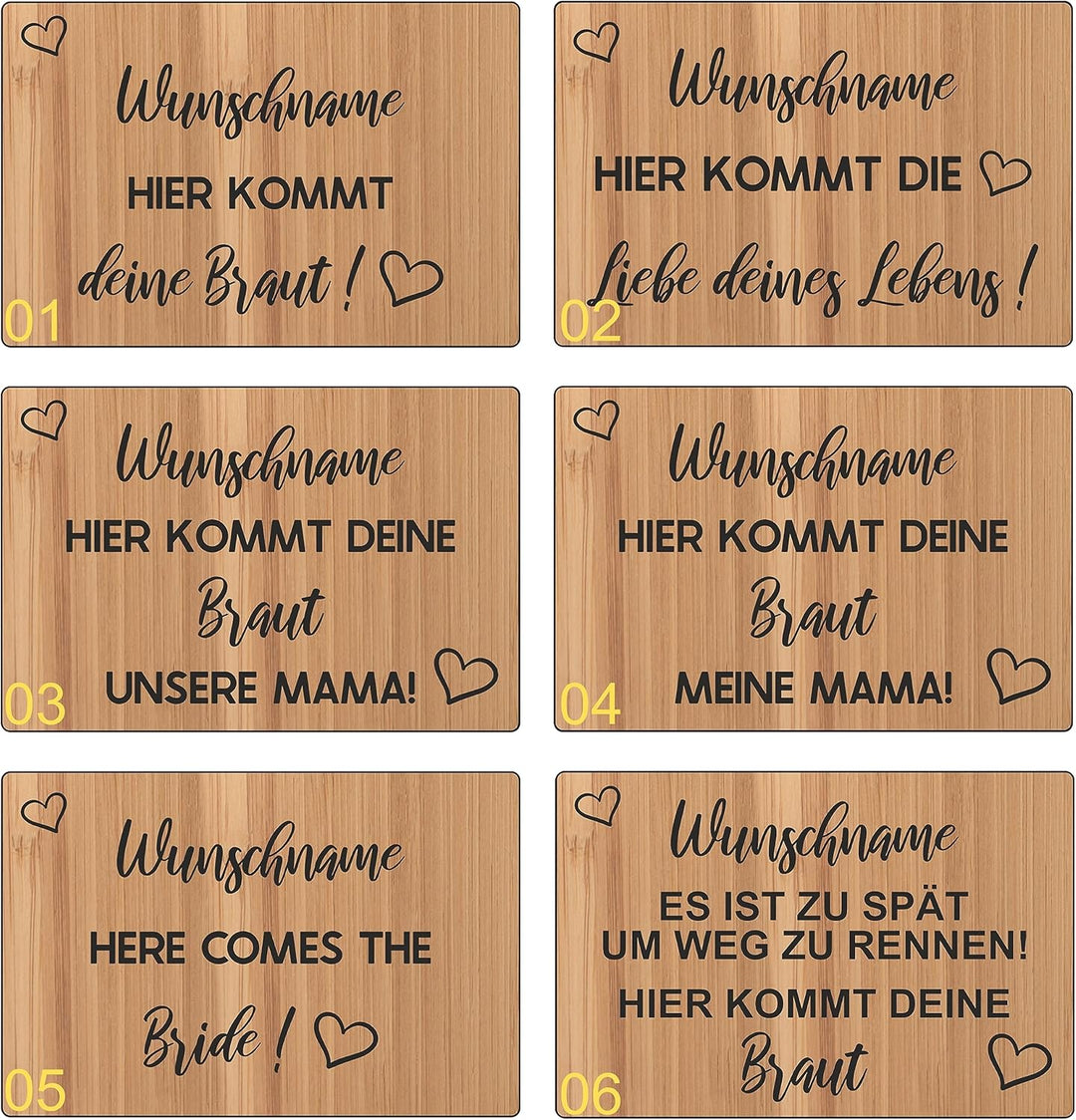 Schild für die Hochzeit, Vintage Schild aus Holz für die Trauung, Hier kommt die Braut personalisier