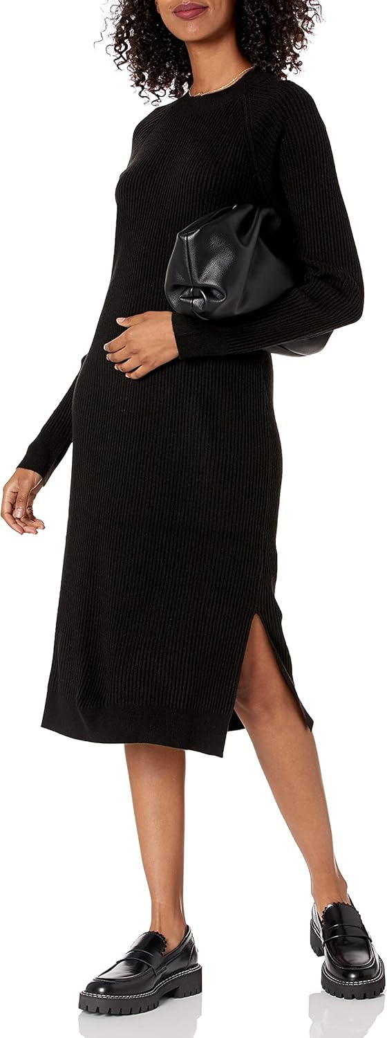 The Drop Renata Ripp-Midikleid für Damen, Schwarz