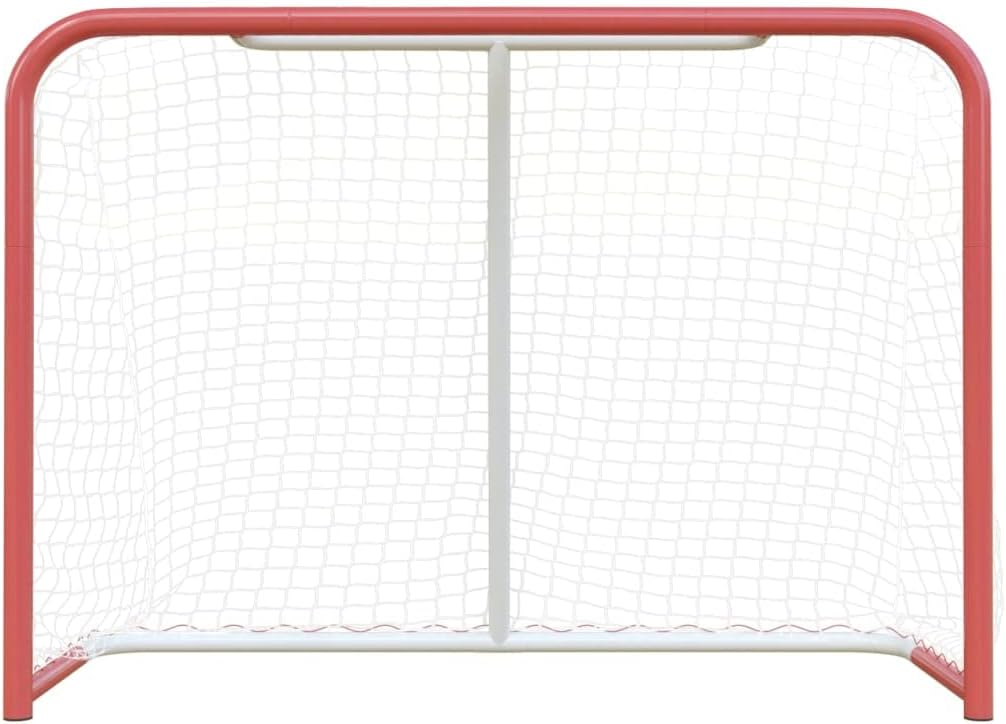 vidaXL Hockeytor mit Netz Hockey Tor Fussballtor Rot Weiss Stahl Polyester 153 x 60 x 118 cm, 153 x