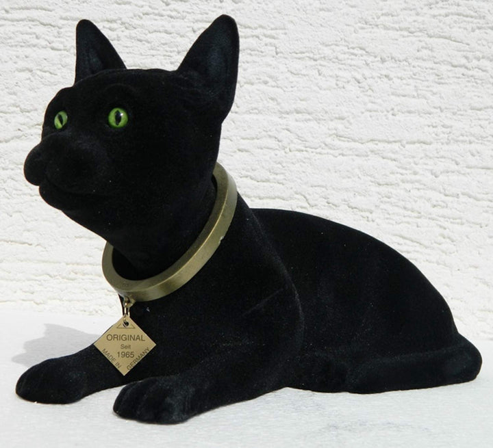RAKSO Wackel Figur Katze Wackelfigur Höhe 17 cm gross schwarz Dekofigur mit Wackelkopf Gartendeko Ga