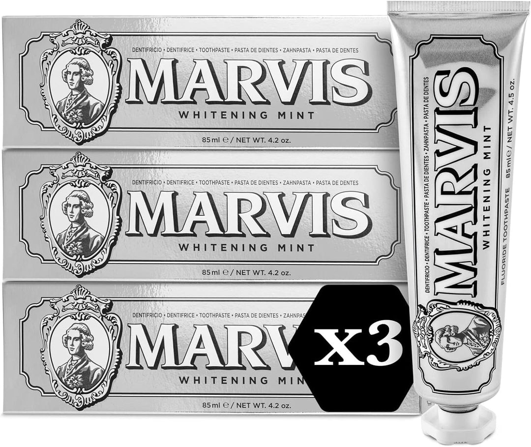 Marvis Whitening Mint Zahnpasta, 3 × 85 ml, Whitening Zahnpasta fördert eine natürliche Zahnaufhellu