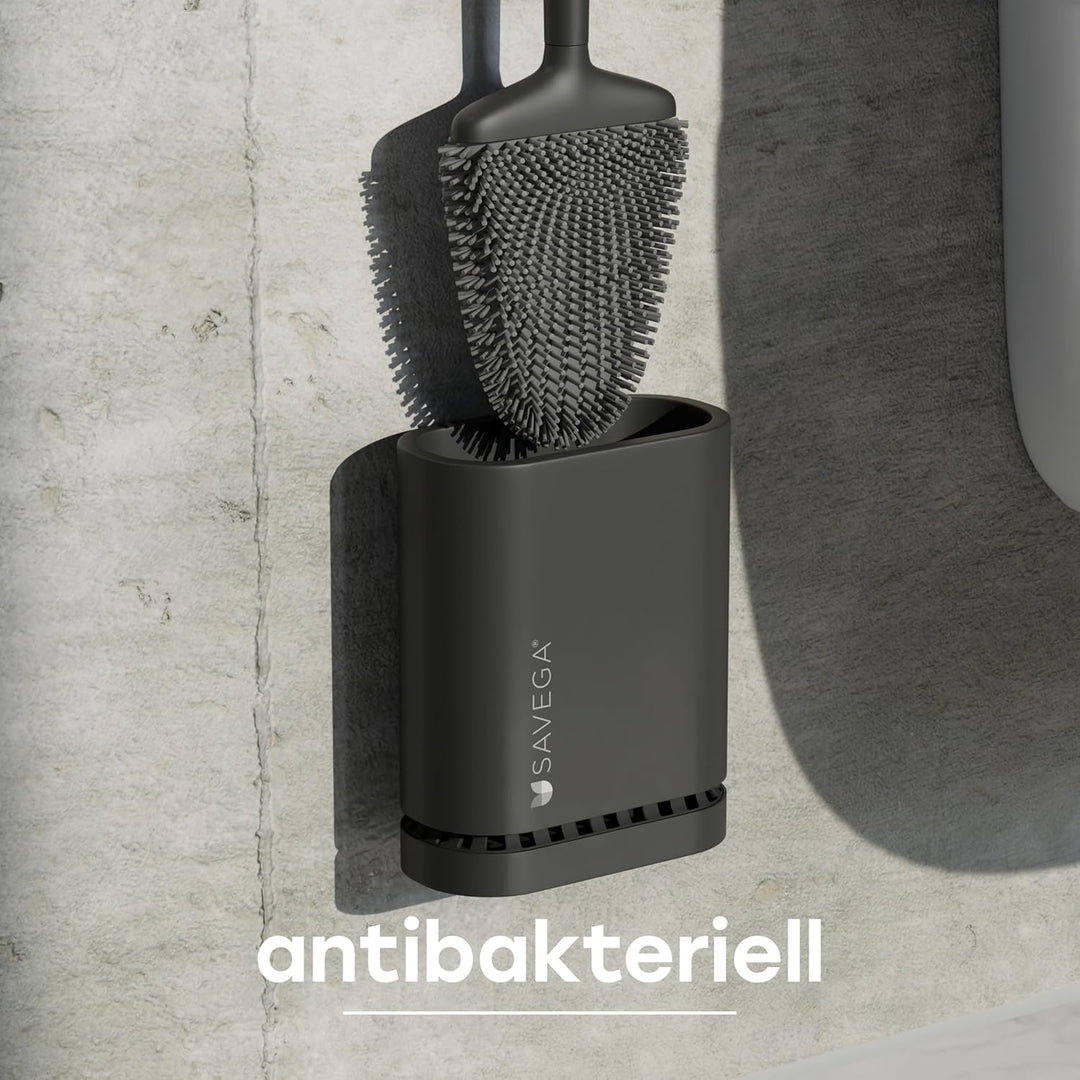 SAVEGA - Silikon Klobürste mit flachem und biegsamem Kopf - Toilettenbürste aus Silikon mit schnell
