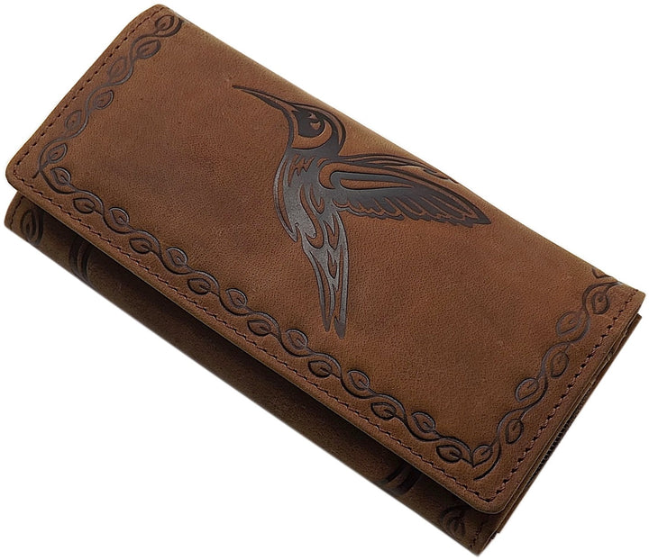 myledershop Grosse Büffel-Vollleder Damen Geldbörse/Geldbeutel/Portemonnaie/Geldtasche mit Colibri-M