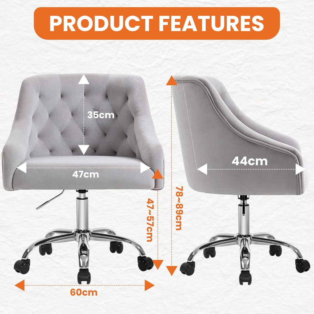 Fiximaster Homeoffice Bürostuhl aus Samt, ergonomischer Schreibtischstuhl höhenverstellbar, Drehstuh