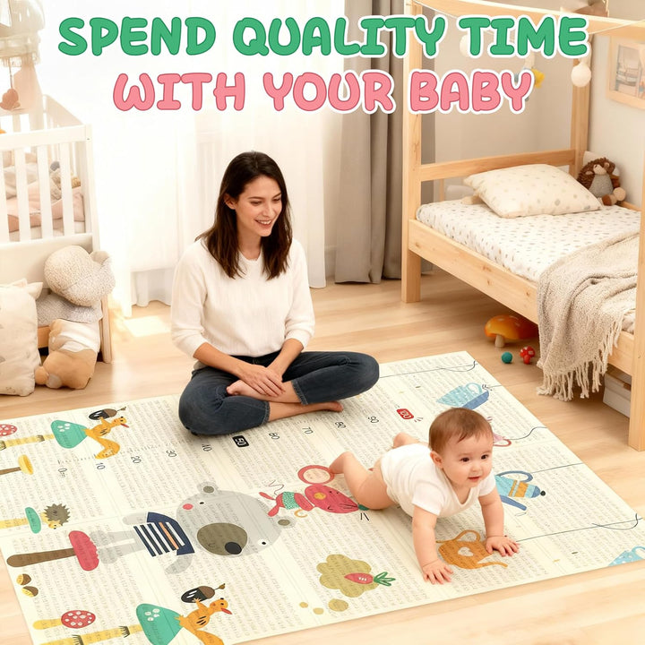 Soontrans Krabbelmatte Baby, Spielmatte Baby Faltbar, 180x120x1cm, Play Mat for Babies Doppelseitige