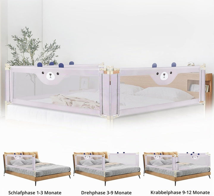 OHMG Bettgeländer,Sicherheitsgitter für Kinder,Sicherheitsgitter für Bett,höhenverstellbar,tragbar,B