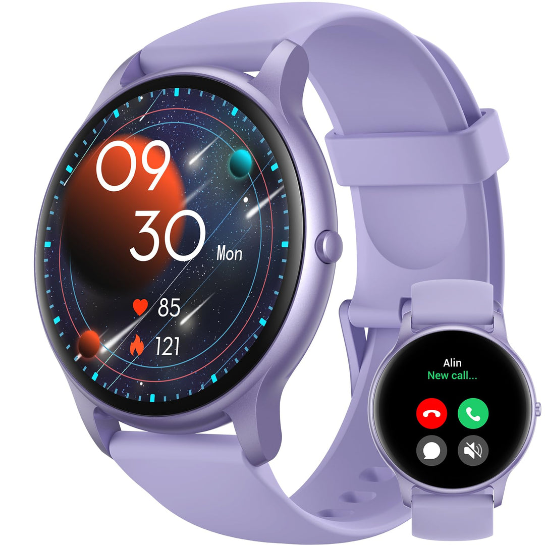 Parsonver Smartwatch Damen Rund mit Telefonfunktion, Armbanduhr Frauen mit Herzfrequenz Schlafmonito