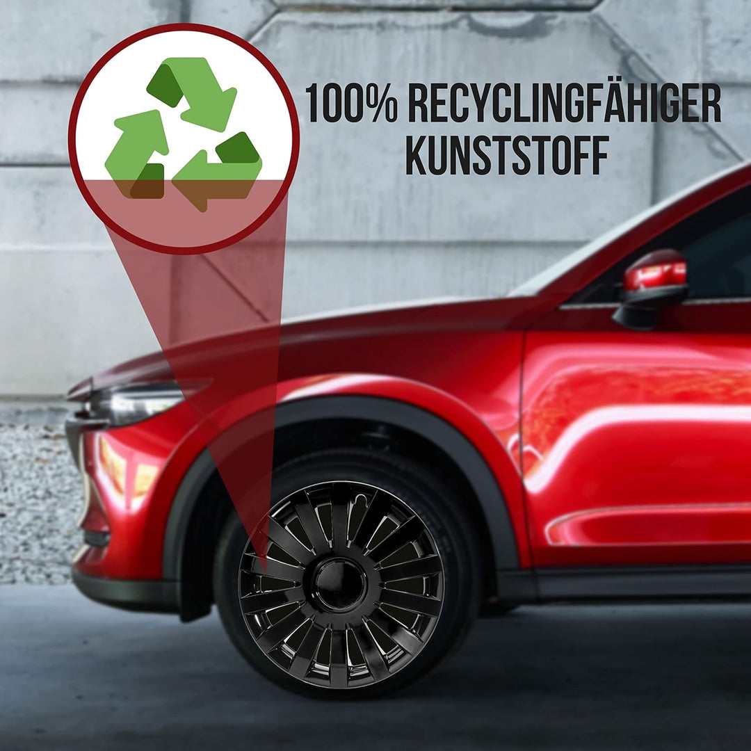 Albrecht 13 Zoll Radkappen schwarz für Stahlfelgen - Wind Radzierblenden aus hochwertigem Kunststoff