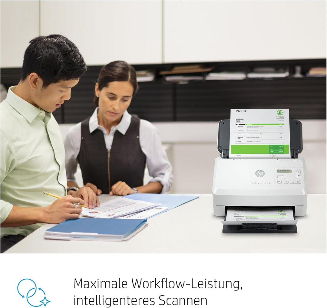 HP ScanJet Enterprise Flow 5000 s5, Scanner, Einzelblattzufuhr, 80-Blatt ADF, USB, bis zu 7.500 Seit