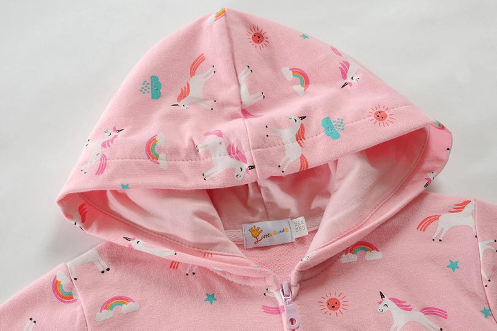EULLA Kinder Mädchen Zip Up Hoodie Sweatjacke Kapuzenjacke Kapuzenpullover Langarm Baumwolle Einhorn