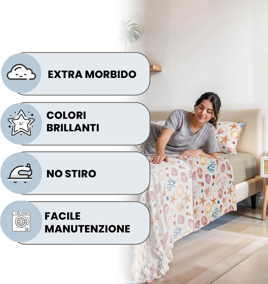 Italian Bed Linen, Fashion Bettwäsche-Set, Mikrofaser, Marea, Doppelbett Doppelbett Marea, Doppelbet