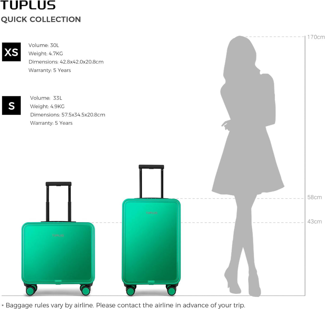 TUPLUS Koffer Aluminium Trolley Rollkoffer mit 4 Rollen Reisekoffer Handgepäck Hartschalenkoffer mit