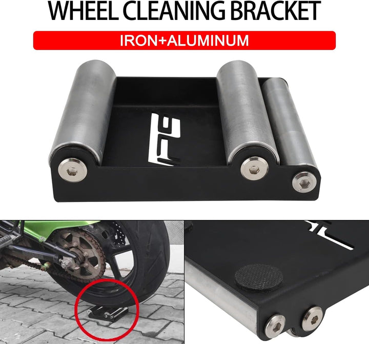 JFG RACING Motorrad -Radwalzen -Ständer Motorrad -Radreinigung für Reifenreinigung und Kettenschmier