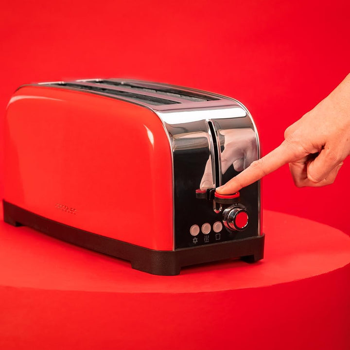Cecotec Vertikaler Toaster mit 2 langen Schlitzen Toastin' Time 1500 Rot. 1500 W, 4 Brotscheiben, 3,