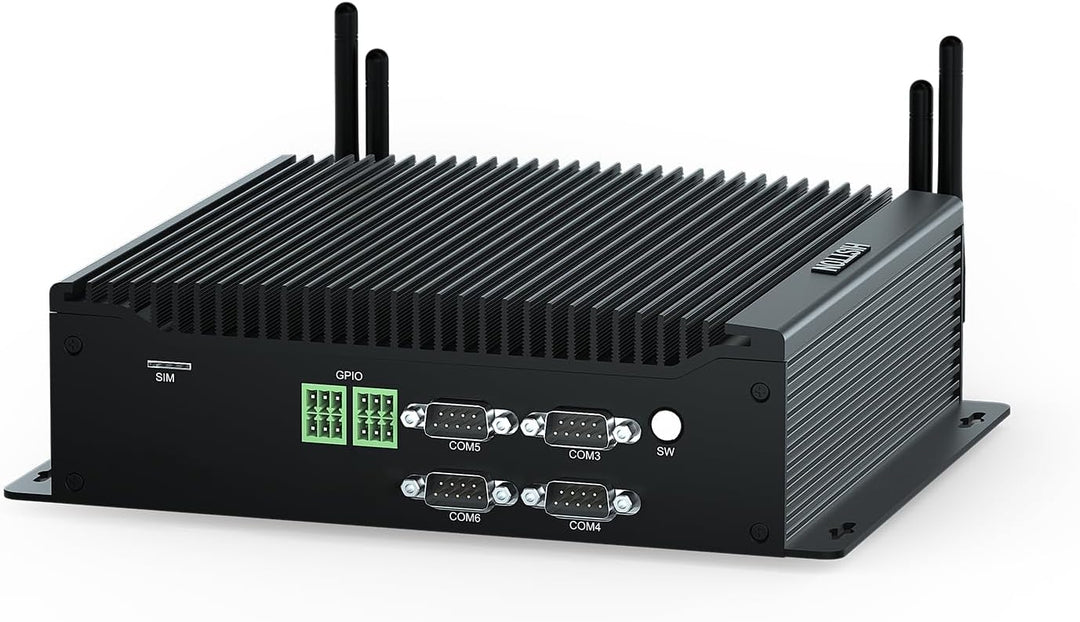HISTTON Lüfterlos Mini PC Core i5-10210U, 16GB RAM 512GB M.2 SSD, Industrie PC mit 6 RS232 COM, HD+D