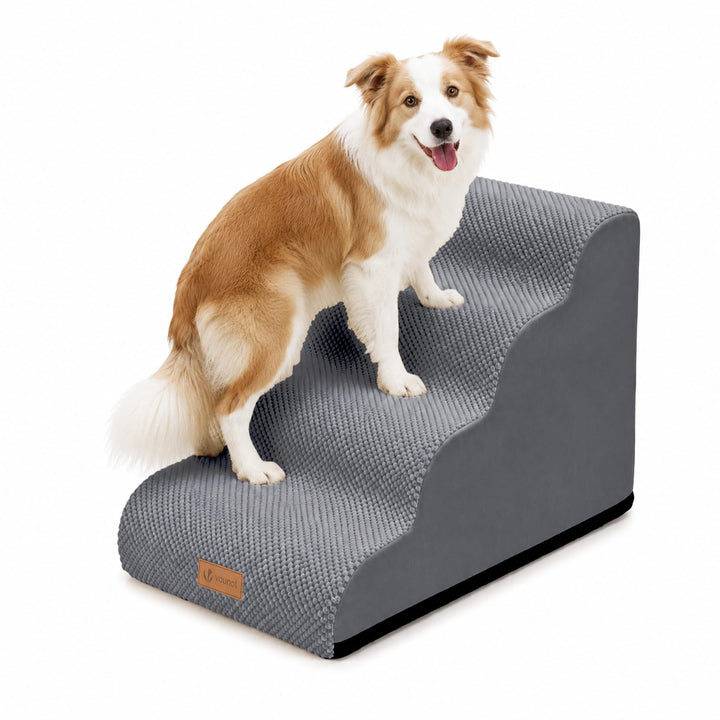 VOUNOT® Hundetreppe 4 Stufen für kleine Hunde &amp; Katzen, Haustiertreppe aus hochdichtem Schwamm, ruts