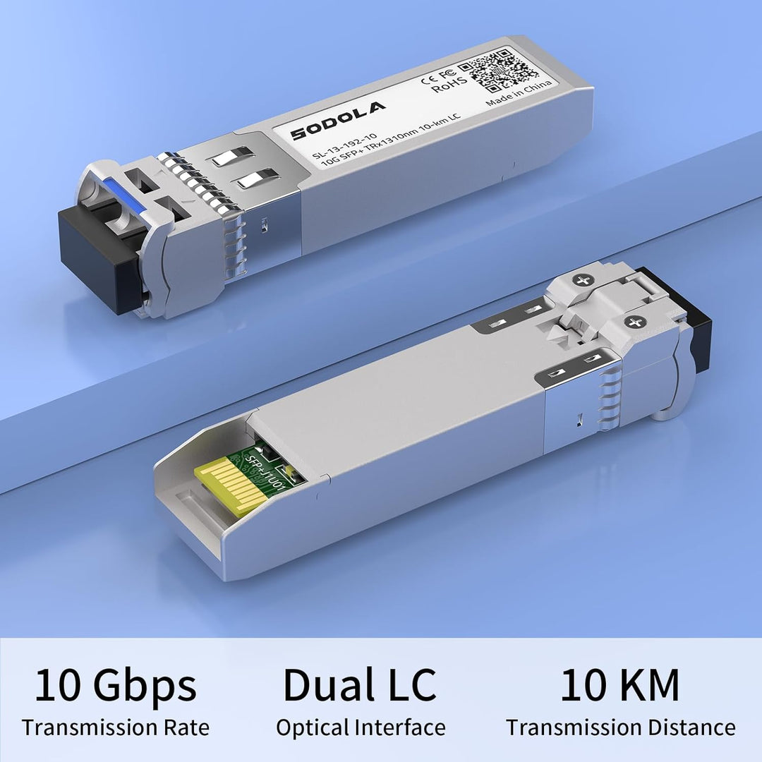Sodola 10GBase-LR SFP+ Transceiver, 10G 1310nm SMF, bis zu 10 km, Kompatibel mit Cisco SFP-10G-LR, M