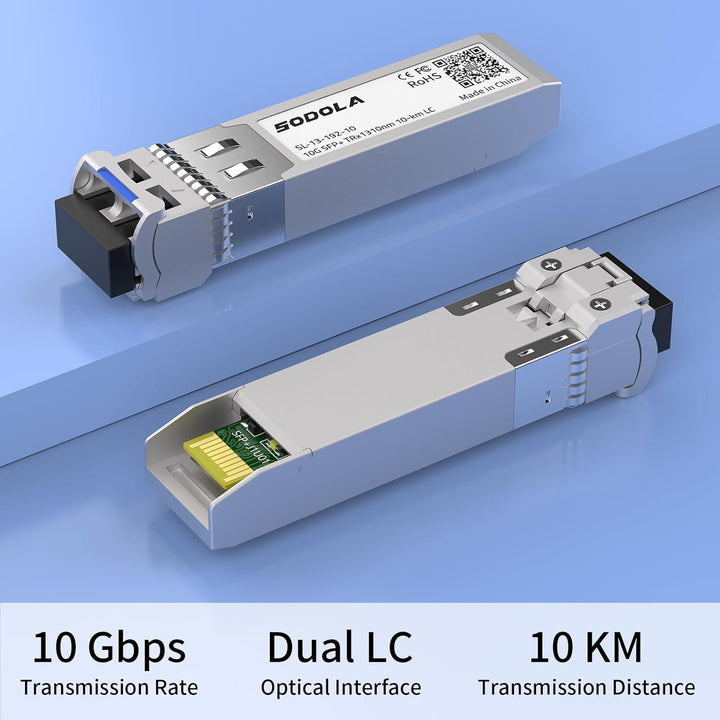 Sodola 10GBase-LR SFP+ Transceiver, 10G 1310nm SMF, bis zu 10 km, Kompatibel mit Cisco SFP-10G-LR, M