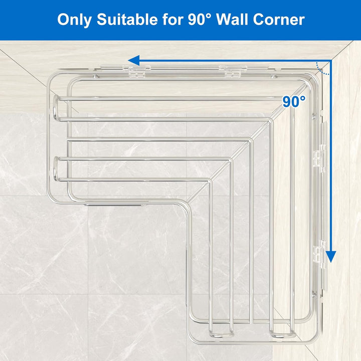 Duschablage Ohne Bohren Ecke, Duschregal aus Edelstahl SUS304, Badezimmer Regal Organizer, Shampoo D
