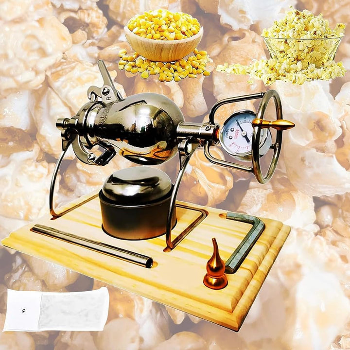 260ml Hochdruck-Popcornmaschine Mini-Edelstahl Professionelle Popcorn-Bräter,Edelstahl, Popcorn-Popp