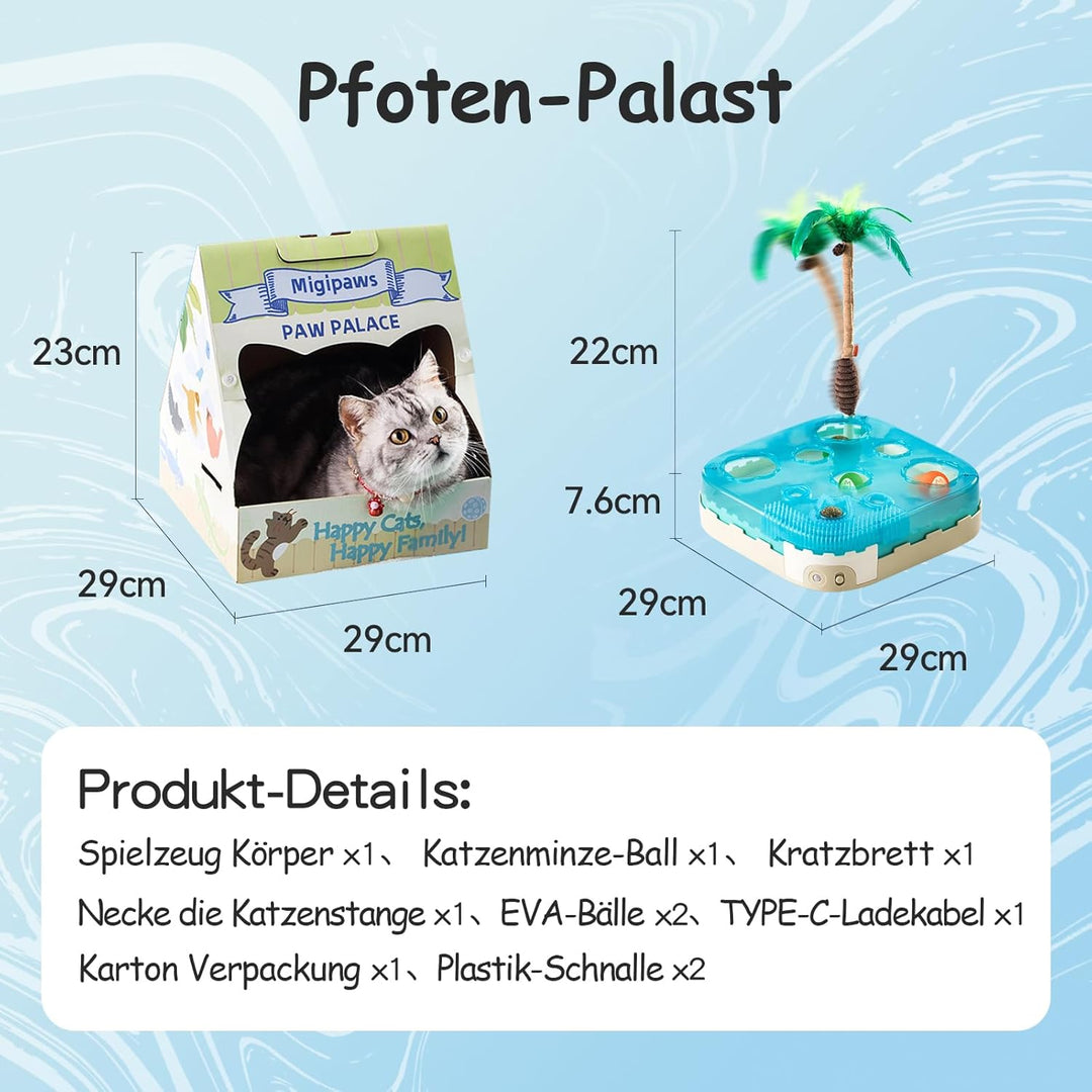 Migipaws Katzenspielzeug,7-in-1 elektrisches interaktives Katzenspielzeug, rollender Ball,Flexible A