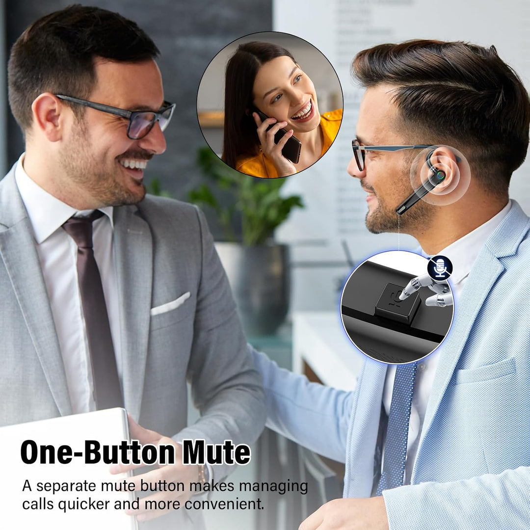 Atheewon Bluetooth Headset V5.4, Wireless Freisprech Telefon, Schwarz | CVC 8.0/ENC Dual Mic, APTX,