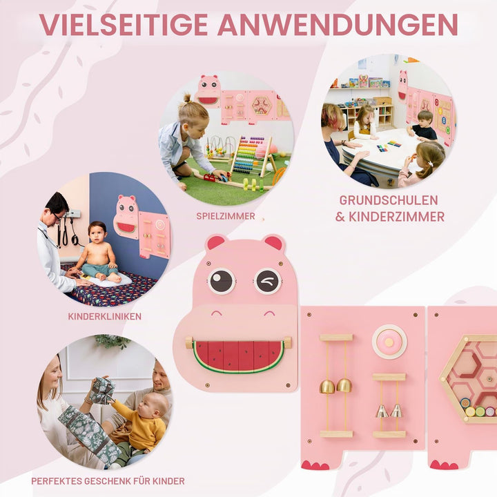Monläurd® Hippo Montessori Pädagogischer Aktivitätswürfel, sensorisches Wandspielzeug für Kindertage