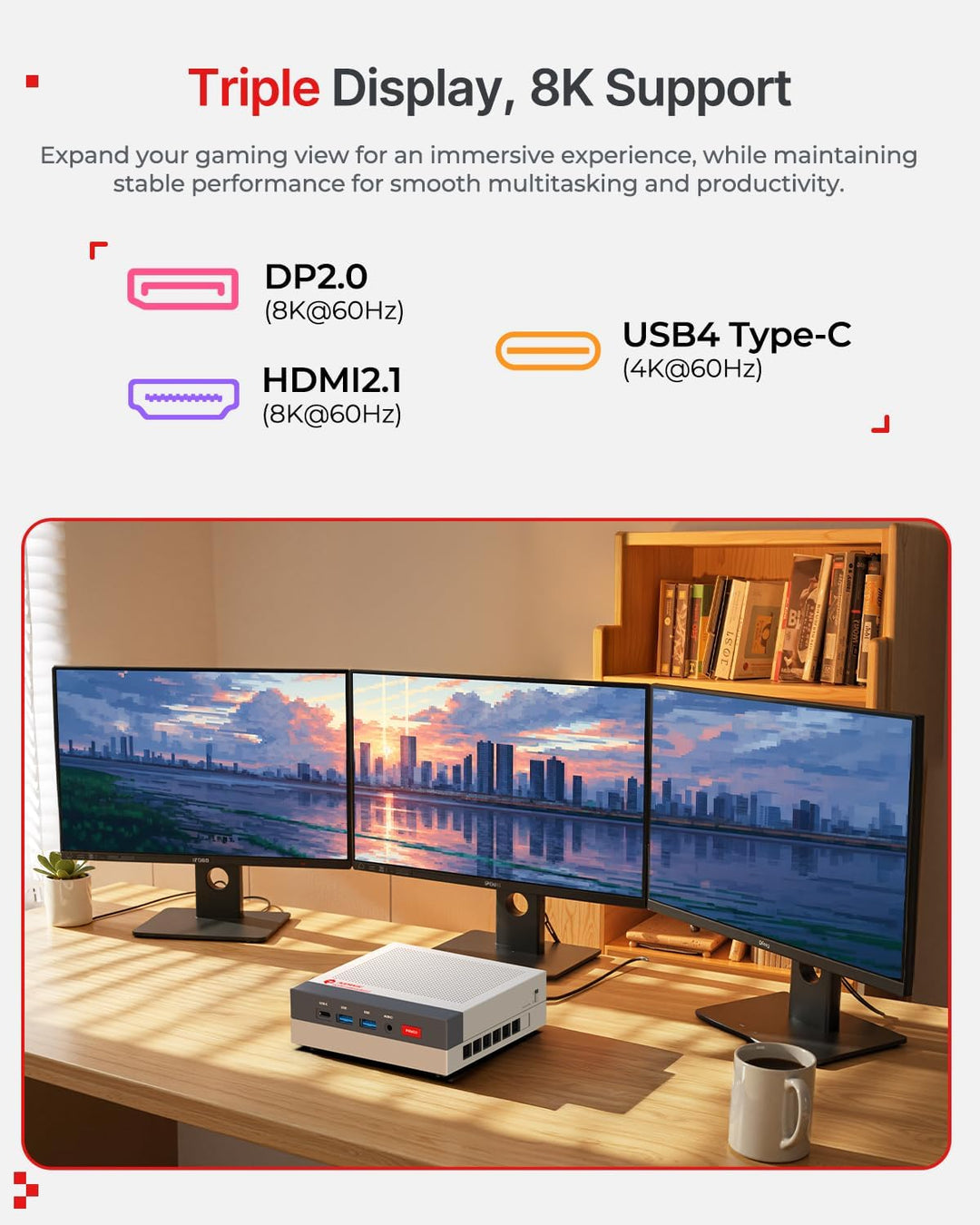 ACEMAGIC Retro X3 Mini PC, AMD Ryzen 7 H 255 (4.9GHz, 8C/16T), 16B LPDDR5 1TB NVMe SSD, AMD Radeon 7